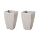 Glitzhome Set of 2 Oversized Eco-Friendly PE Sand Beige Terrazzo Fluted Tapered Tall Pot Planter