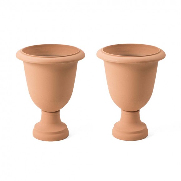 Glitzhome Set of 2 Oversized Eco-Friendly PE Terracotta Urn Planter