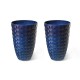 Glitzhome Set of 2 Oversized Eco-Friendly PE Cobalt Blue Faux Ceramic Textured Tall Pot Planter