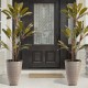 Glitzhome Set of 2 Oversized Eco-Friendly PE Sand Beige Faux Ceramic Textured Tall Pot Planter