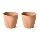 Glitzhome Set of 2 Oversized Eco-Friendly PE Terracotta Round Fluted Pot Planter