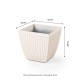 Glitzhome Set of 2 Oversized Eco-Friendly PE White Faux Ceramic Square Fluted Pot Planter