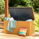 Glitzhome 52.75"L Outdoor Patio Oversized All-Weather Wicker Natural Yellow Storage Trunk