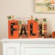 Glitzhome 18"L Lighted Wooden Fall Pumpkins Table Decor