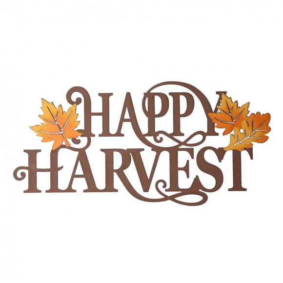 Glitzhome 23.75"L Metal "HAPPY HARVEST" Wall Decor