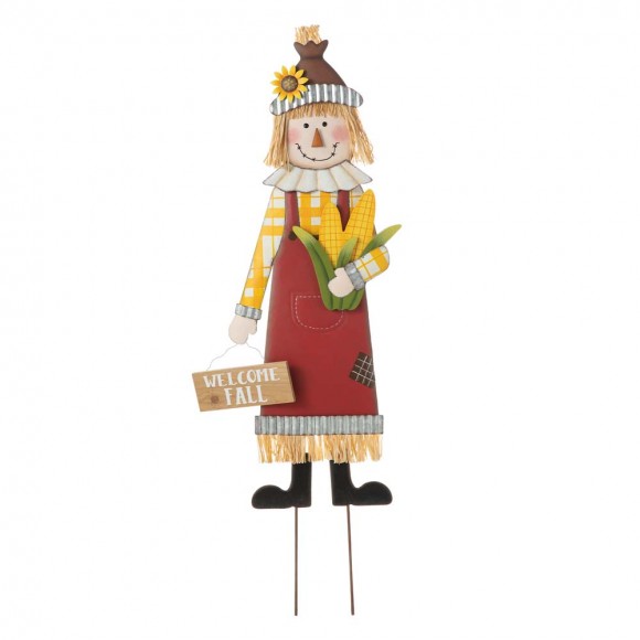 Glitzhome 37.25"H Metal Scarecrow Yard Stake/Standing/Hanging Sign Decor (Three Function)