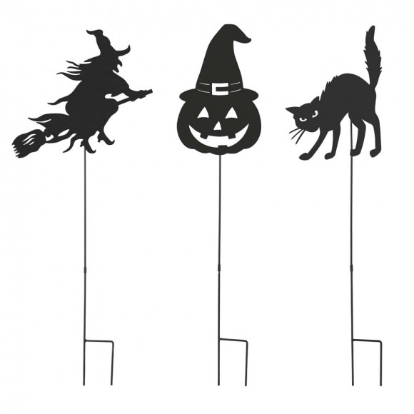 Glitzhome 36"H Set of 3 Halloween Metal Silhouette Yard Stake or Hanging Decor