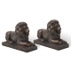 Glitzhome 21.5"L MGO Lying Guardian Lion Statue, Set of 2