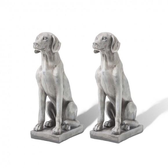 Glitzhome 28.25"H MGO Sitting Labrador Retriever Dog Statue, Set of 2