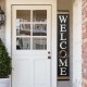 Glitzhome 60"H Wooden Black WELCOME Porch Sign With 4 Interchangeable Wreathes（Spring/Patriotic/Fall/Christmas）