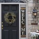 Glitzhome 60"H Wooden Black WELCOME Porch Sign With 4 Interchangeable Wreathes（Spring/Patriotic/Fall/Christmas）