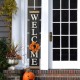 Glitzhome 60"H Wooden Black WELCOME Porch Sign With 4 Interchangeable Wreathes（Spring/Patriotic/Fall/Christmas）