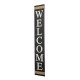 Glitzhome 60"H Wooden Black WELCOME Porch Sign With 4 Interchangeable Wreathes（Spring/Patriotic/Fall/Christmas）