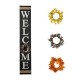 Glitzhome 60"H Wooden Black WELCOME Porch Sign With 4 Interchangeable Wreathes（Spring/Patriotic/Fall/Christmas）