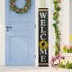 Glitzhome 60"H Wooden Black WELCOME Porch Sign With 4 Interchangeable Wreathes（Spring/Patriotic/Fall/Christmas）