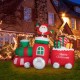 Glitzhome 8FT Lighted Inflatable Santa On Pick-Up Train Decor