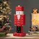 Glitzhome 17.25"H Wooden Christmas Nutcracker Countdown Calendar Decor with Drawer