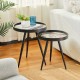 Glitzhome Set of 2 Nesting Accent Table with Polygonal Star Pattern Tray Top