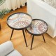 Glitzhome Set of 2 Nesting Accent Table with Polygonal Star Pattern Tray Top