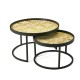 Glitzhome Set of 2 Nesting Coffee Table with Plaid Pattern Tray Top