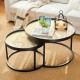 Glitzhome Set of 2 Nesting Coffee Table with Plaid Pattern Tray Top