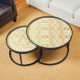 Glitzhome Set of 2 Nesting Coffee Table with Plaid Pattern Tray Top