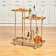 Glitzhome 31.00"H Deluxe Golden 3-Tier Metal Bar Cart