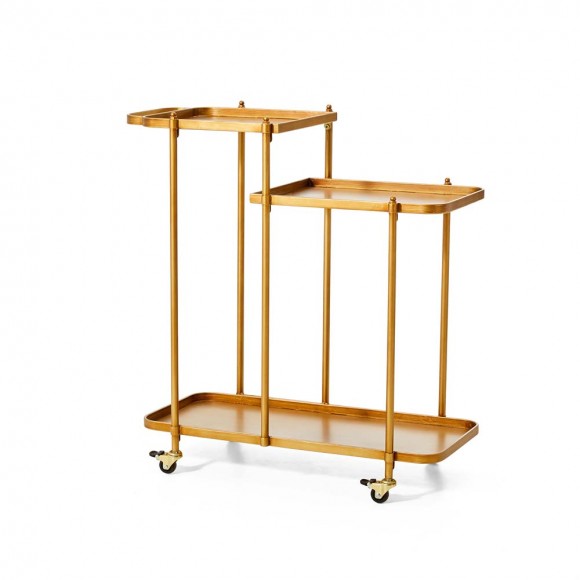 Glitzhome 31.00"H Deluxe Golden 3-Tier Metal Bar Cart