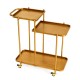 Glitzhome 31.00"H Deluxe Golden 3-Tier Metal Bar Cart