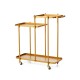 Glitzhome 31.00"H Deluxe Golden 3-Tier Metal Bar Cart