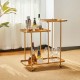 Glitzhome 31.00"H Deluxe Golden 3-Tier Metal Bar Cart