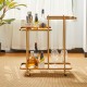 Glitzhome 31.00"H Deluxe Golden 3-Tier Metal Bar Cart