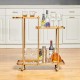 Glitzhome 31.00"H Deluxe Golden 3-Tier Metal Bar Cart