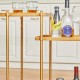 Glitzhome 31.00"H Deluxe Golden 3-Tier Metal Bar Cart