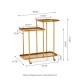 Glitzhome 31.00"H Deluxe Golden 3-Tier Metal Bar Cart