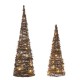 Glitzhome Set of 2 Lighted Rattan Christmas Table Tree Decor