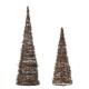 Glitzhome Set of 2 Lighted Rattan Christmas Table Tree Decor