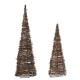 Glitzhome Set of 2 Lighted Rattan Christmas Table Tree Decor