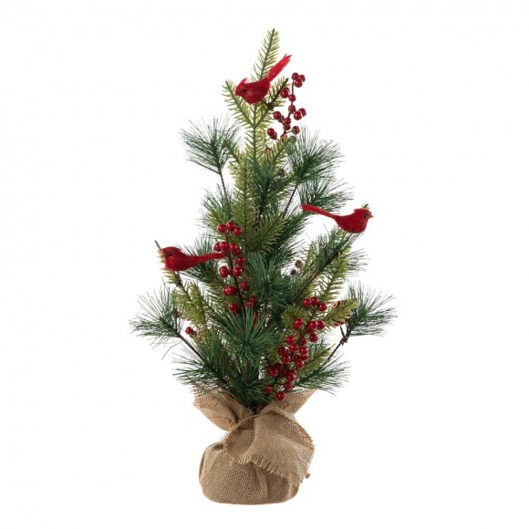 Glitzhome 20"H Christmas Cardinal Table Tree Décor