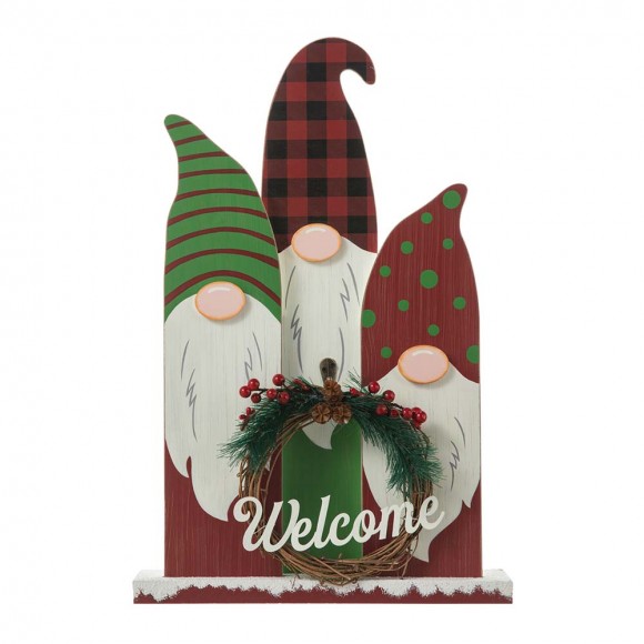 Glitzhome 18"H Wooden Gnome Family Table Decor