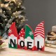 Glitzhome 11"L Wooden Christmas Gnome Family "NOEL" Table Decor