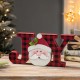 Glitzhome 11.75"L Wooden Christmas Plaid "JOY " Table Decor