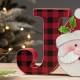 Glitzhome 11.75"L Wooden Christmas Plaid "JOY " Table Decor