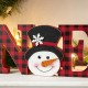 Glitzhome Set of 2 Wooden  Christmas Plaid "JOY "& "NOEL" Table Decor