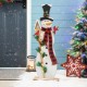 Glitzhome 36"H Lighted Wooden Snowman Porch Decor