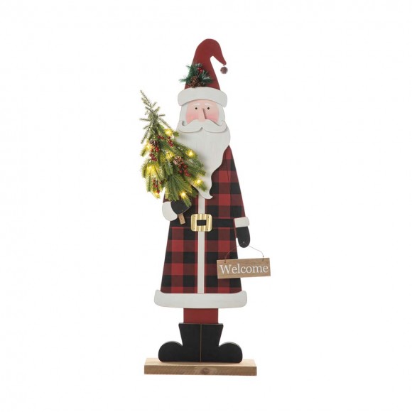 Glitzhome 36"H Lighted Wooden Santa Porch Decor