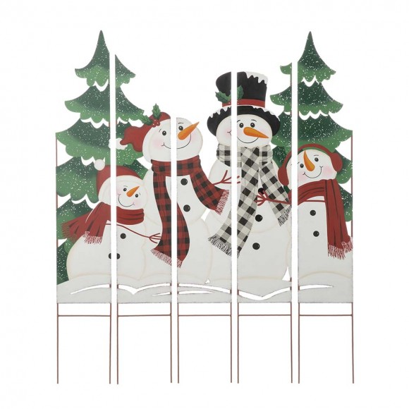 Glitzhome 41.5"H Metal Snowman Family Combo Yard Stake