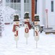 Glitzhome Set of 3 Wooden & Metal Snowman Yard Stake - JOY