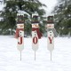 Glitzhome Set of 3 Wooden & Metal Snowman Yard Stake - JOY