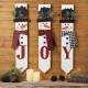 Glitzhome Set of 3 Wooden & Metal Snowman Yard Stake - JOY